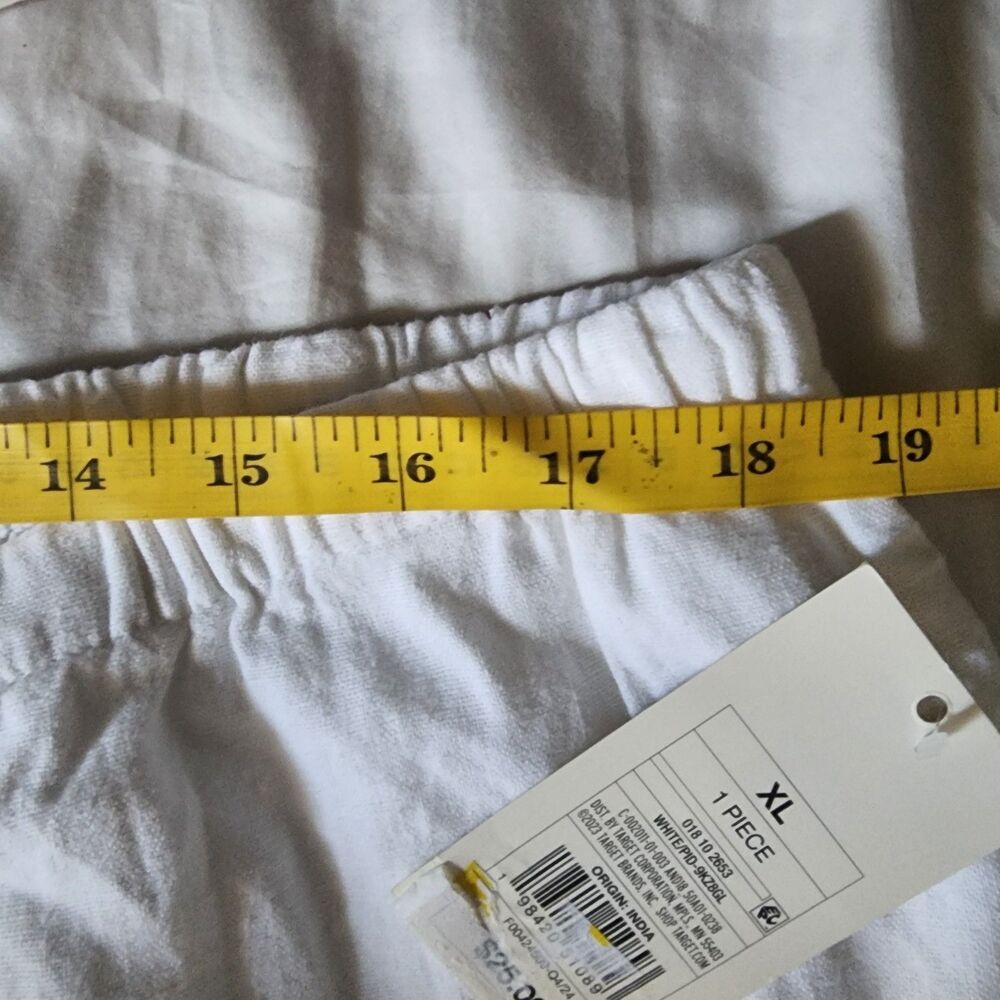 a new day Women's White Linen Blend Drawstring wide Leg Pants XL 32" Inseam nwt - Picture 6 of 8